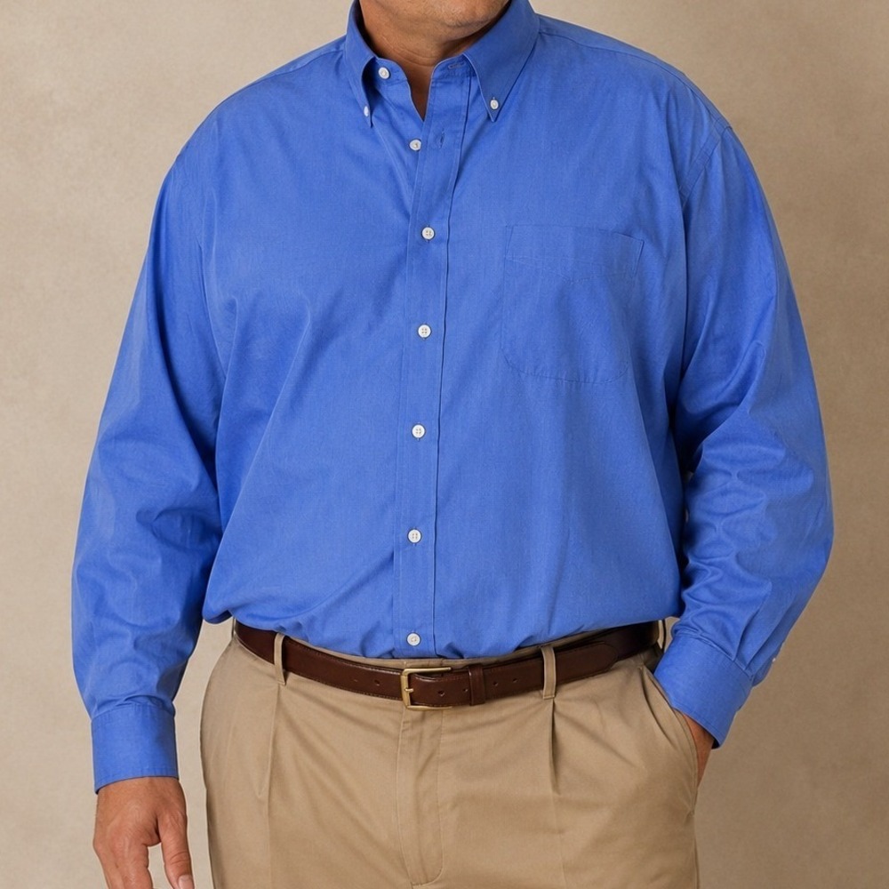 Brooks Brothers 346 Non-Iron Button Down Shirt Blue Cotton Long Sleeve 17-2/3